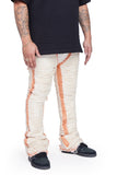 "RAVAGED" STACKED FLARE JEAN OFF-WHITE