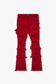 "RAVEL" STACKED FLARE JEAN RED