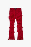 "RAVEL" STACKED FLARE JEAN RED