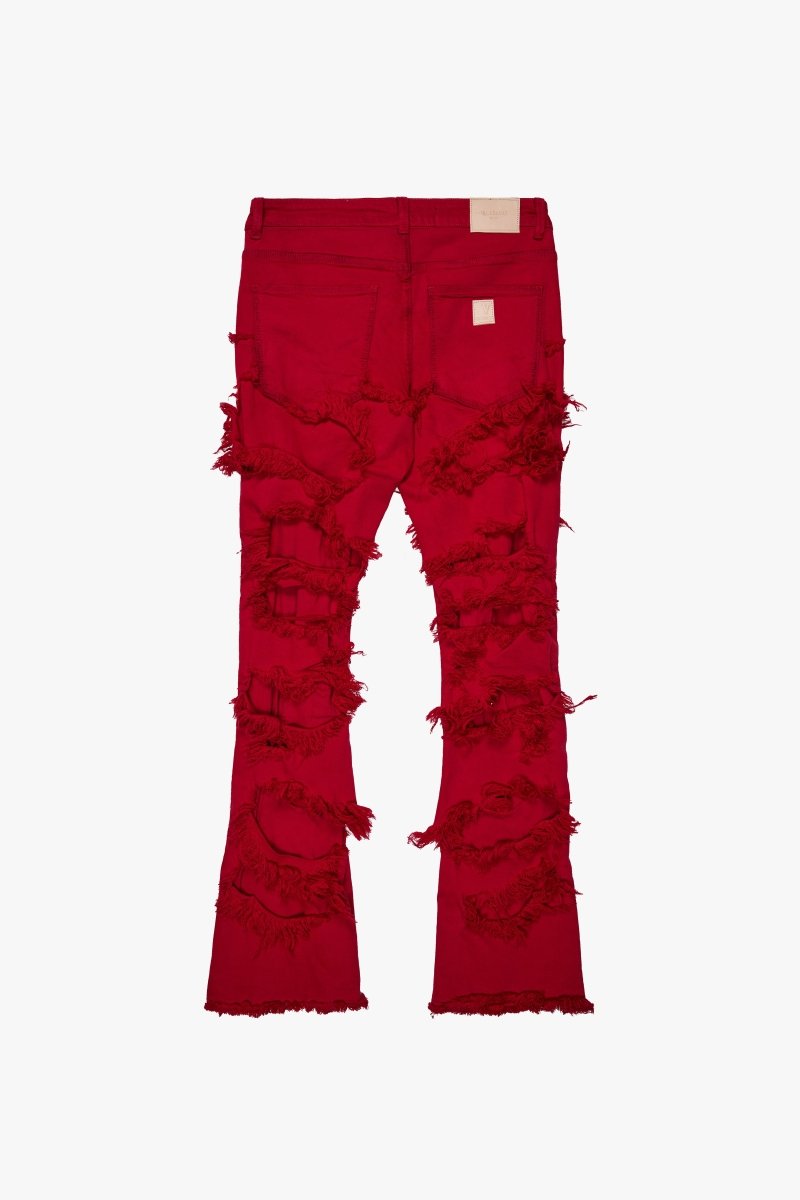 "RAVEL" STACKED FLARE JEAN RED