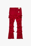 "RAVEL" STACKED FLARE JEAN RED