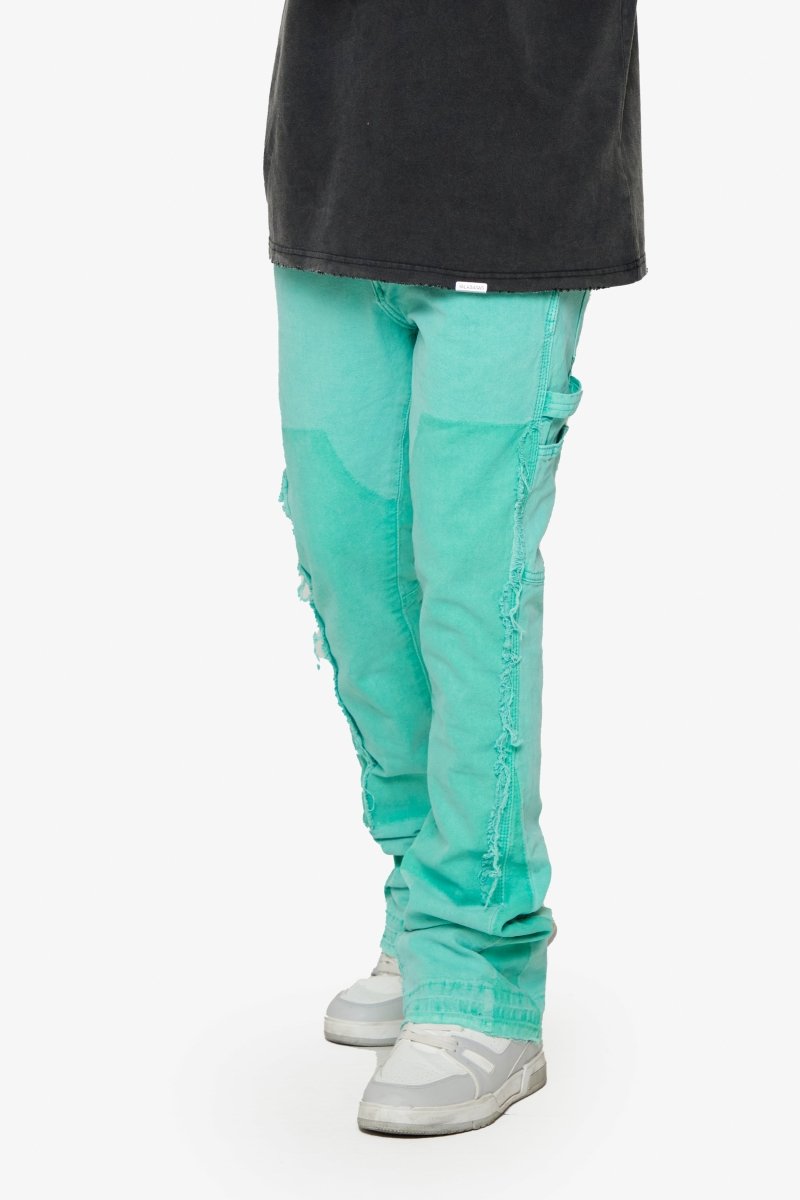 “REVIVAL" STACKED FLARE JEAN LT. GREEN WASH