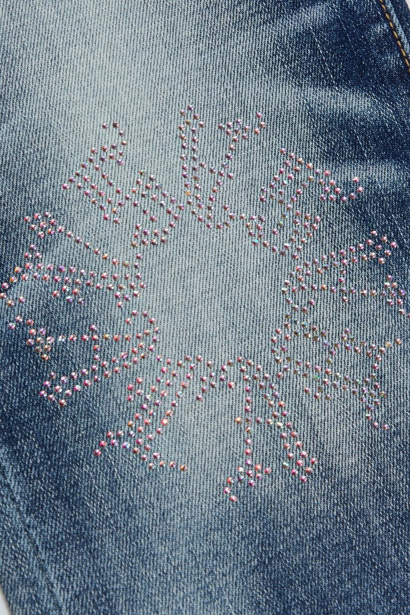 "RINGER” STACKED FLARE JEAN DARK BLUE WASH