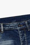 "RINGER” STACKED FLARE JEAN DARK BLUE WASH