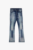"RINGER” STACKED FLARE JEAN DARK BLUE WASH