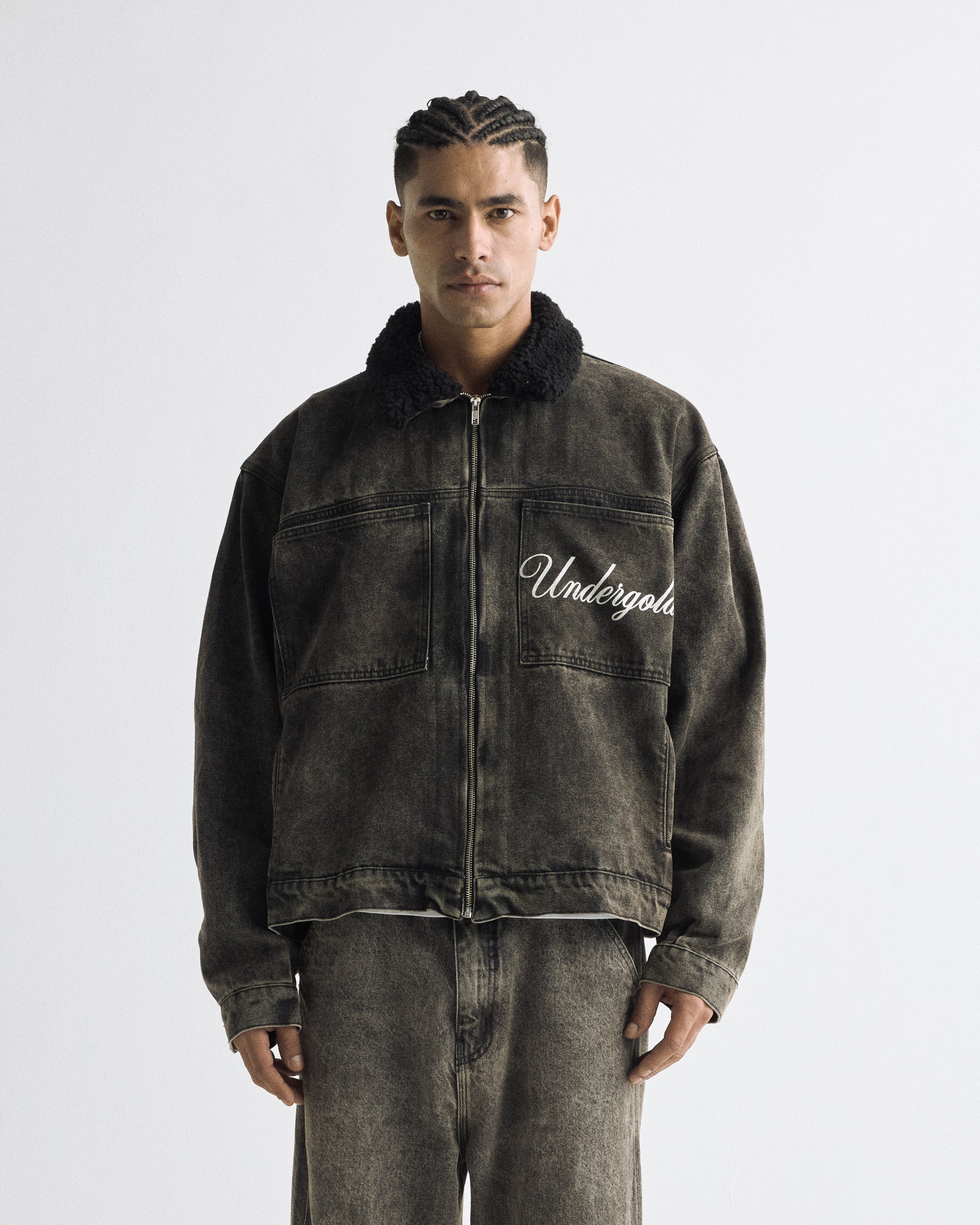 Rodeo "Life is a Rodeo" Sherpa Trucker Jacket Washed Black
