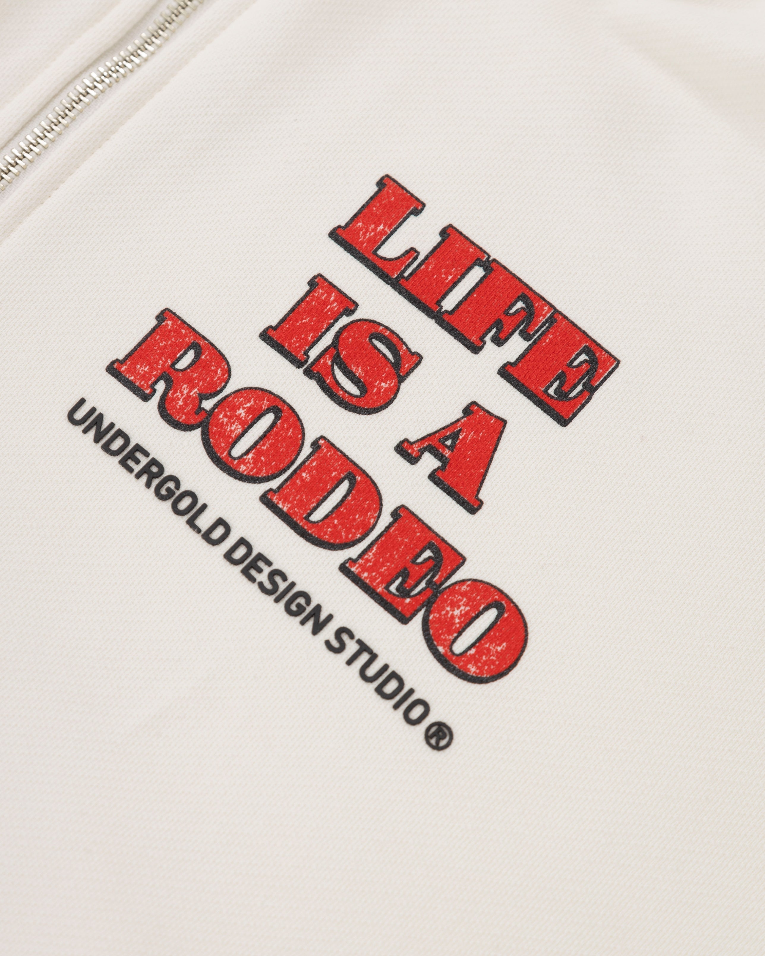 Rodeo "Life is a Rodeo" Zip Up Hoodie White