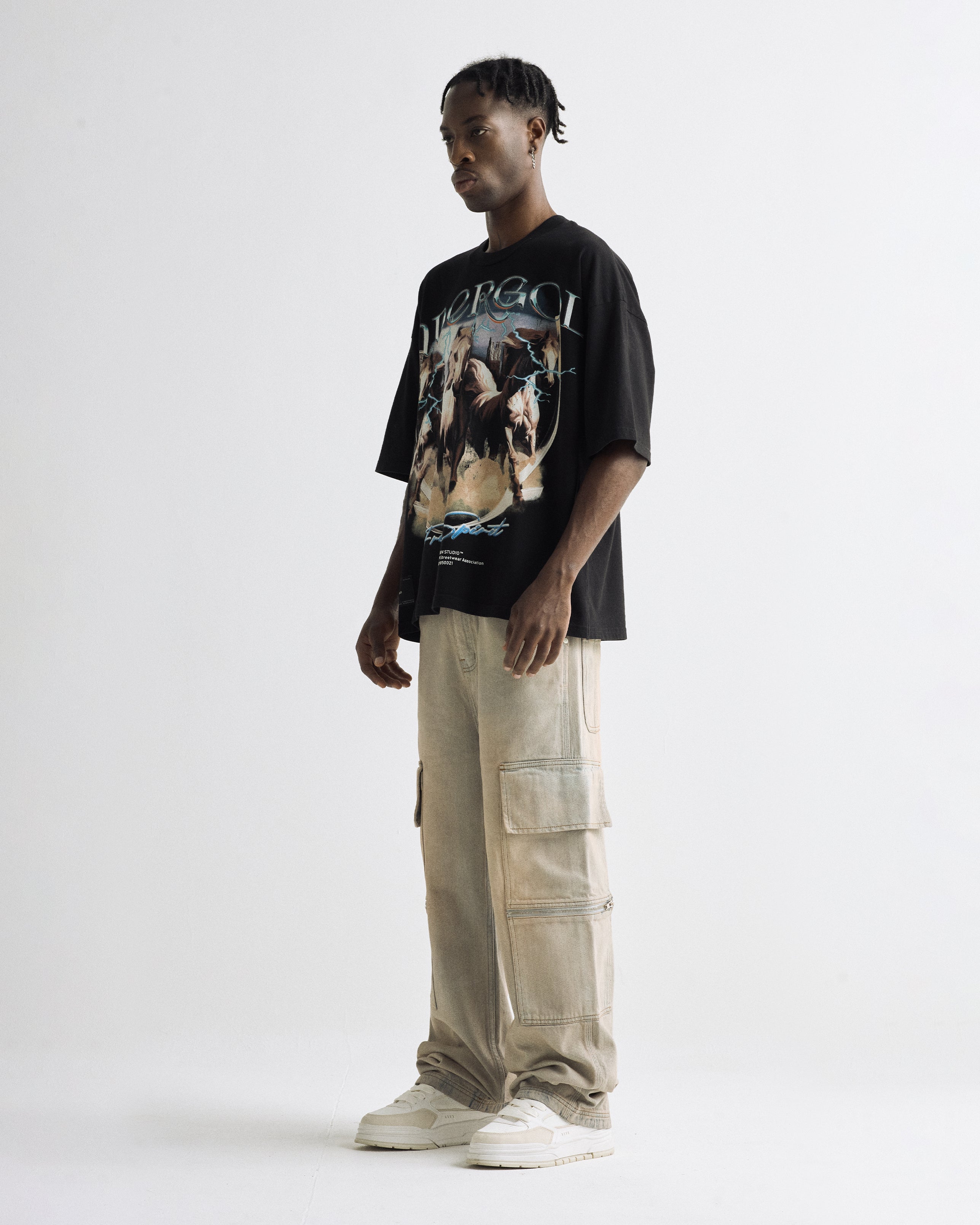 Rodeo Thunder Horses  Boxy Tshirt Black