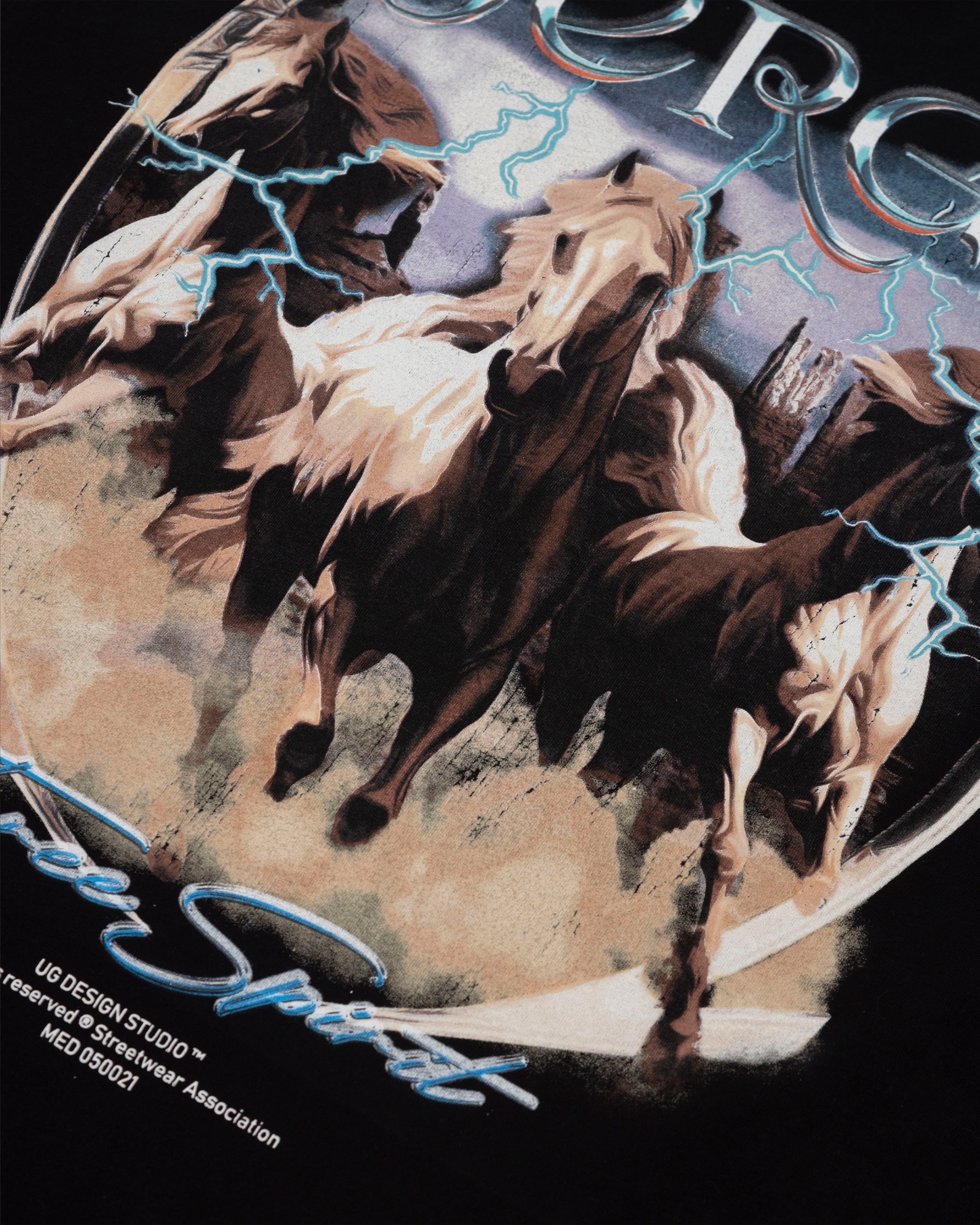 Rodeo Thunder Horses  Boxy Tshirt Black