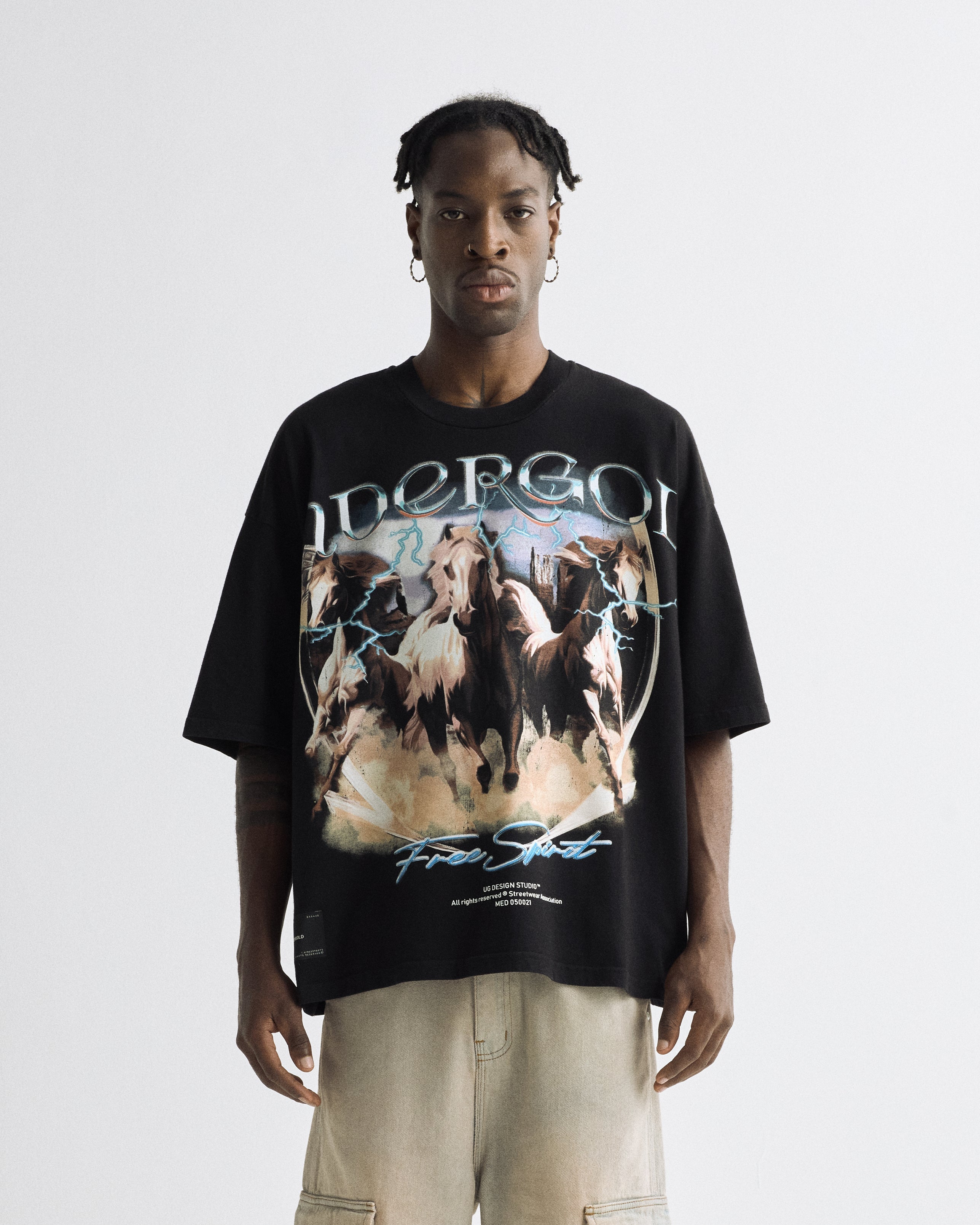 Rodeo Thunder Horses  Boxy Tshirt Black
