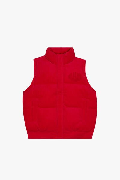 "ROOK" CORDUROY PUFFER VEST HOT RED