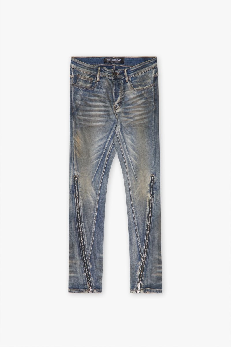 "RUNNER" SKINNY DENIM BLUE DIRTY WASH