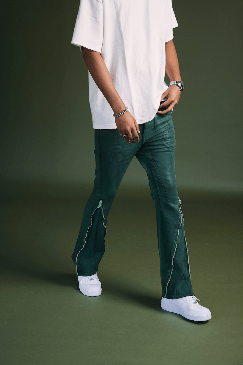 "RUNNER" SKINNY DENIMGREEN
