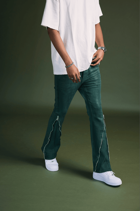 "RUNNER" SKINNY DENIMGREEN