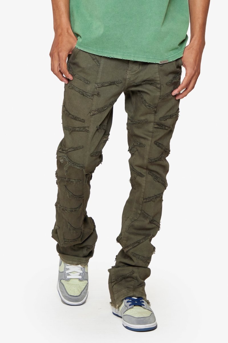 "SABER" STACKED FLARE DENIM DARK BROWN