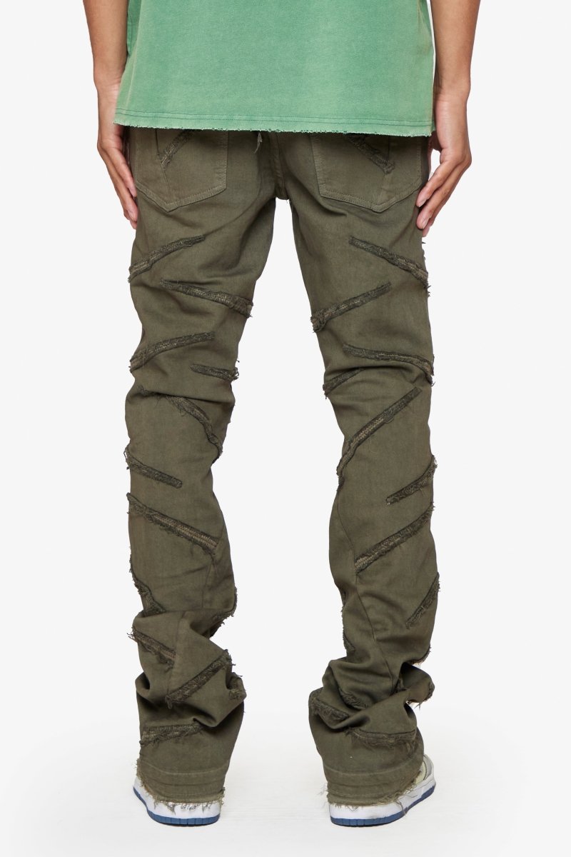 "SABER" STACKED FLARE DENIM DARK BROWN