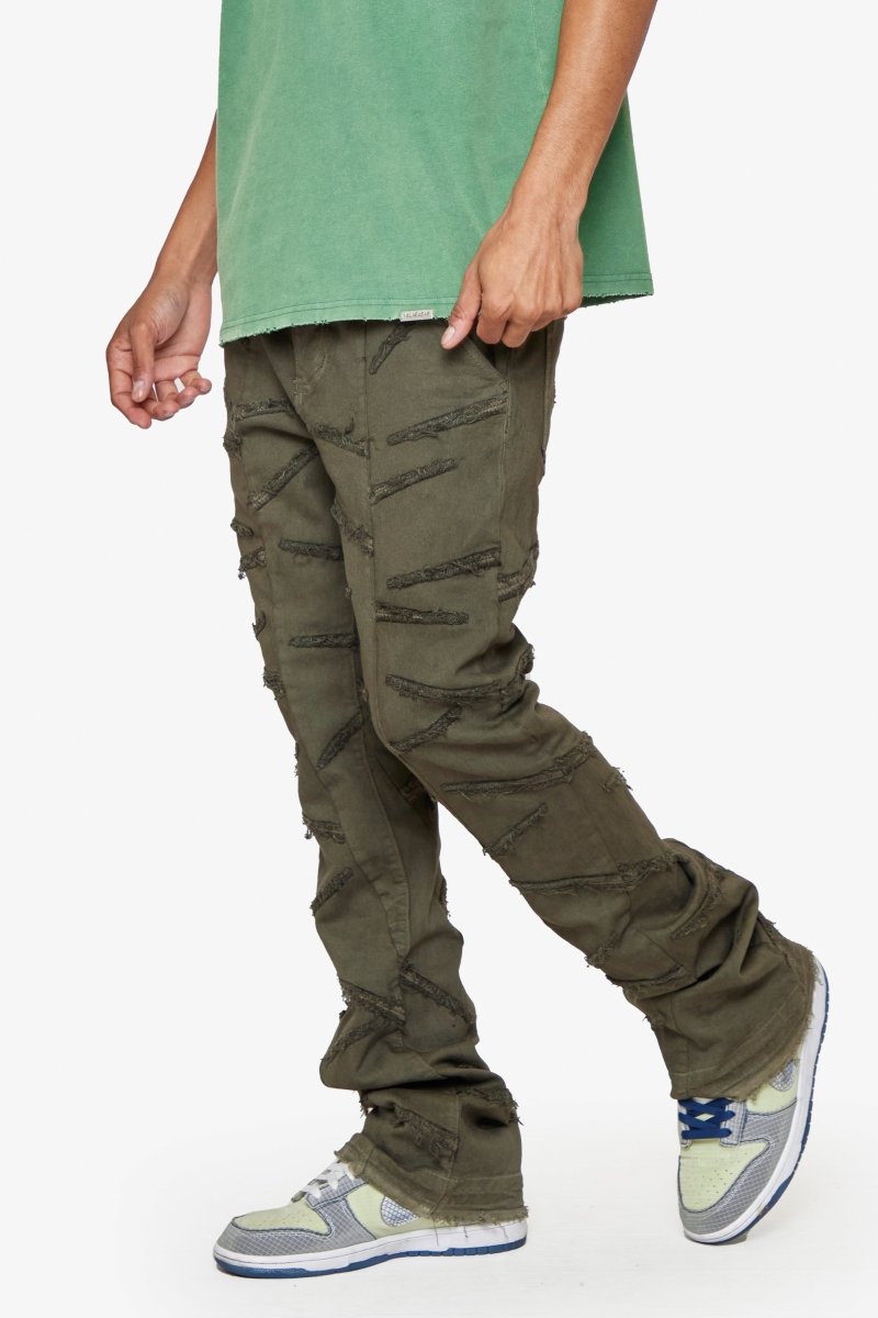 "SABER" STACKED FLARE DENIM DARK BROWN