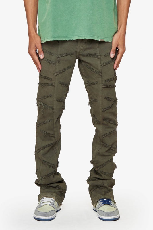 "SABER" STACKED FLARE DENIM DARK BROWN