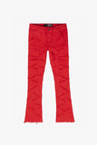 “SABER” STACKED FLARE JEAN RED WASHED