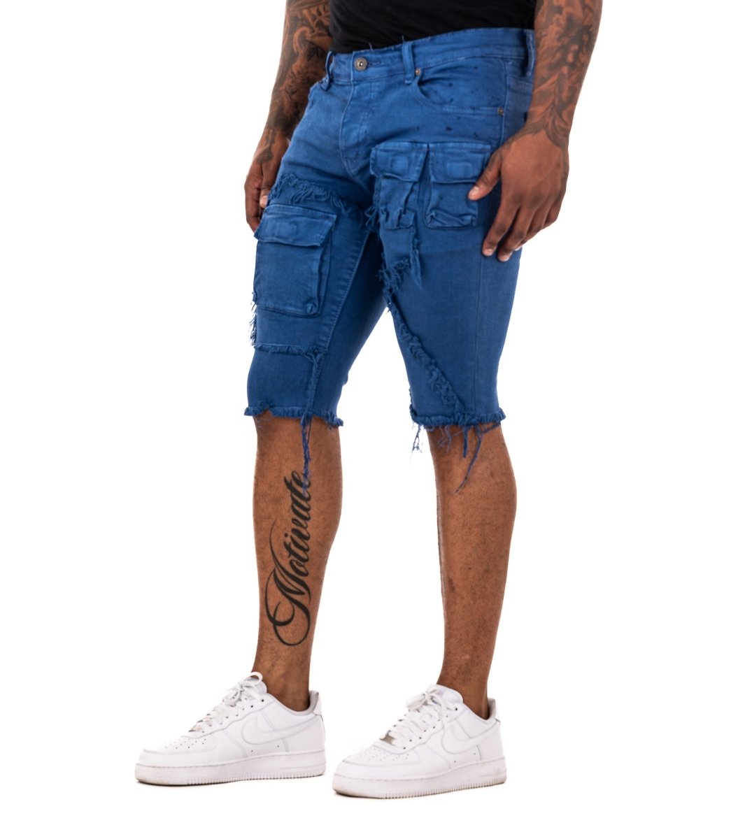 "SANTORINI” DENIM SHORTS BLUE REALE