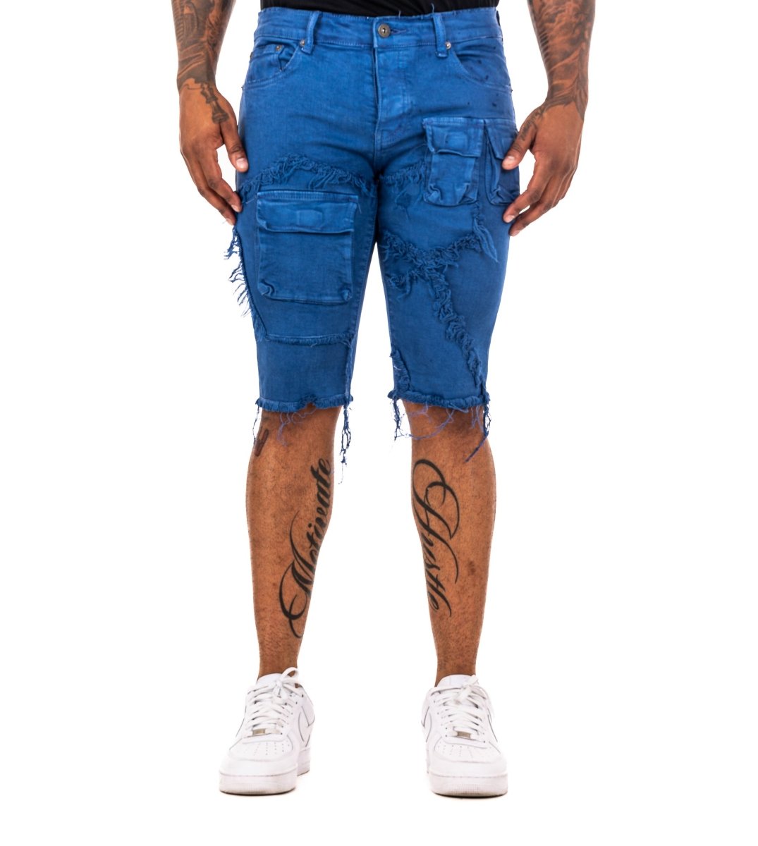 "SANTORINI” DENIM SHORTS BLUE REALE