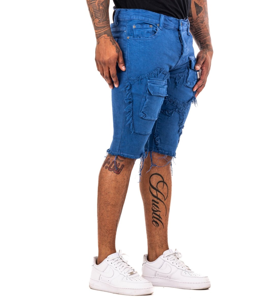 "SANTORINI” DENIM SHORTS BLUE REALE