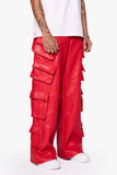 "SASORI" BAGGY VEGAN LEATHER JEANRED