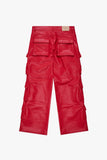 "SASORI" BAGGY VEGAN LEATHER JEANRED