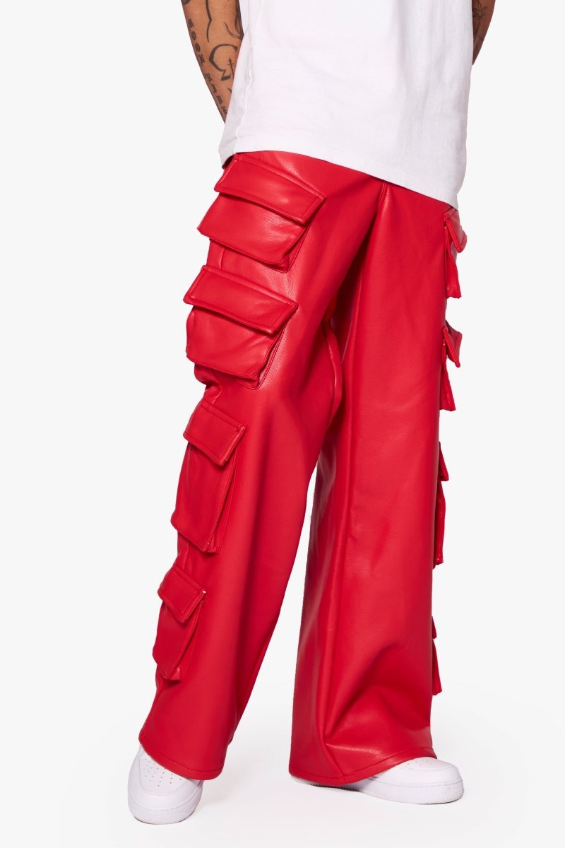 "SASORI" BAGGY VEGAN LEATHER JEANRED