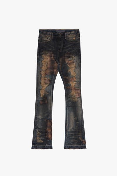 "SIGMA" DIRTY BLUE STACKED FLARE JEAN DIRTY BLUE