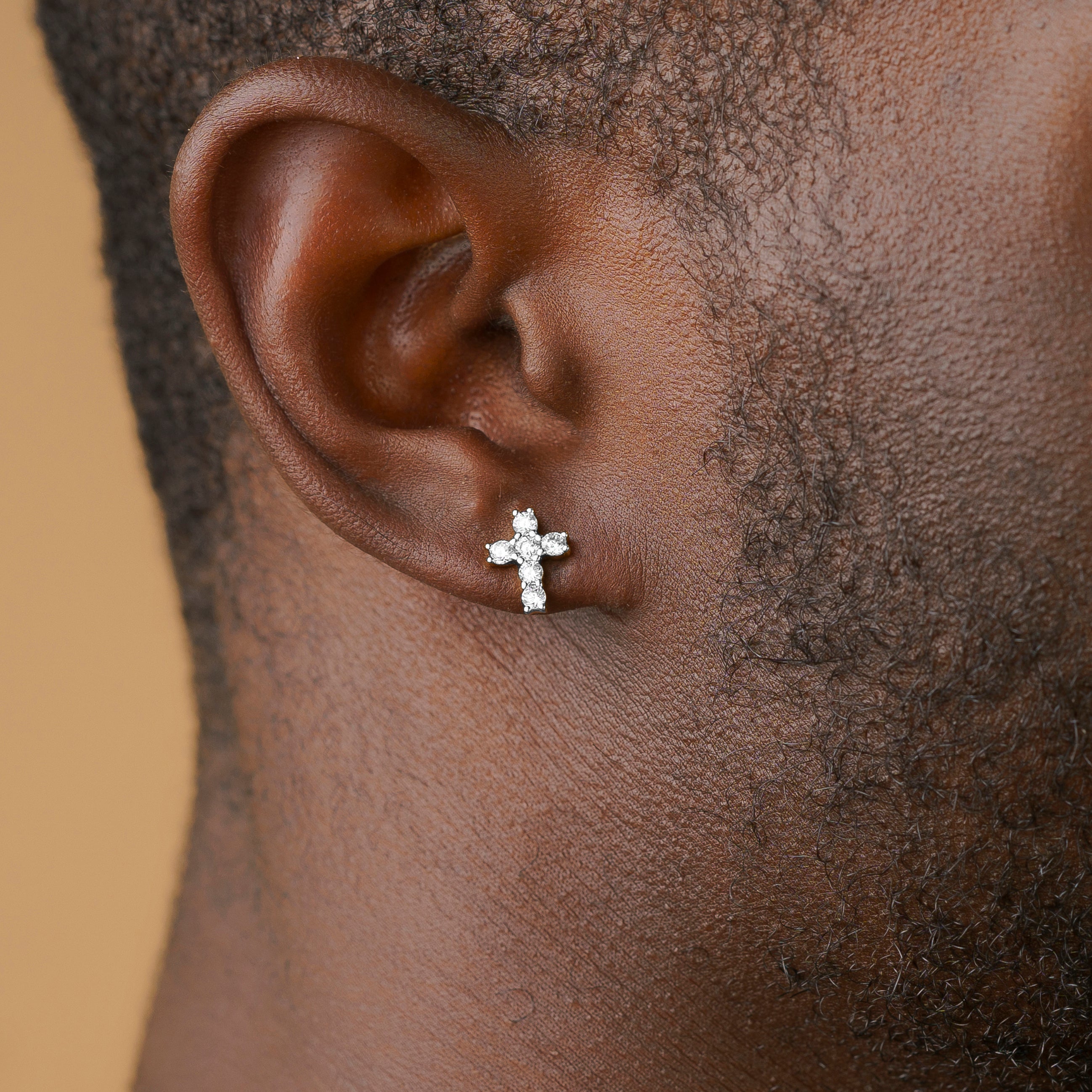Vermeil Diamond Mini Cross Earrings