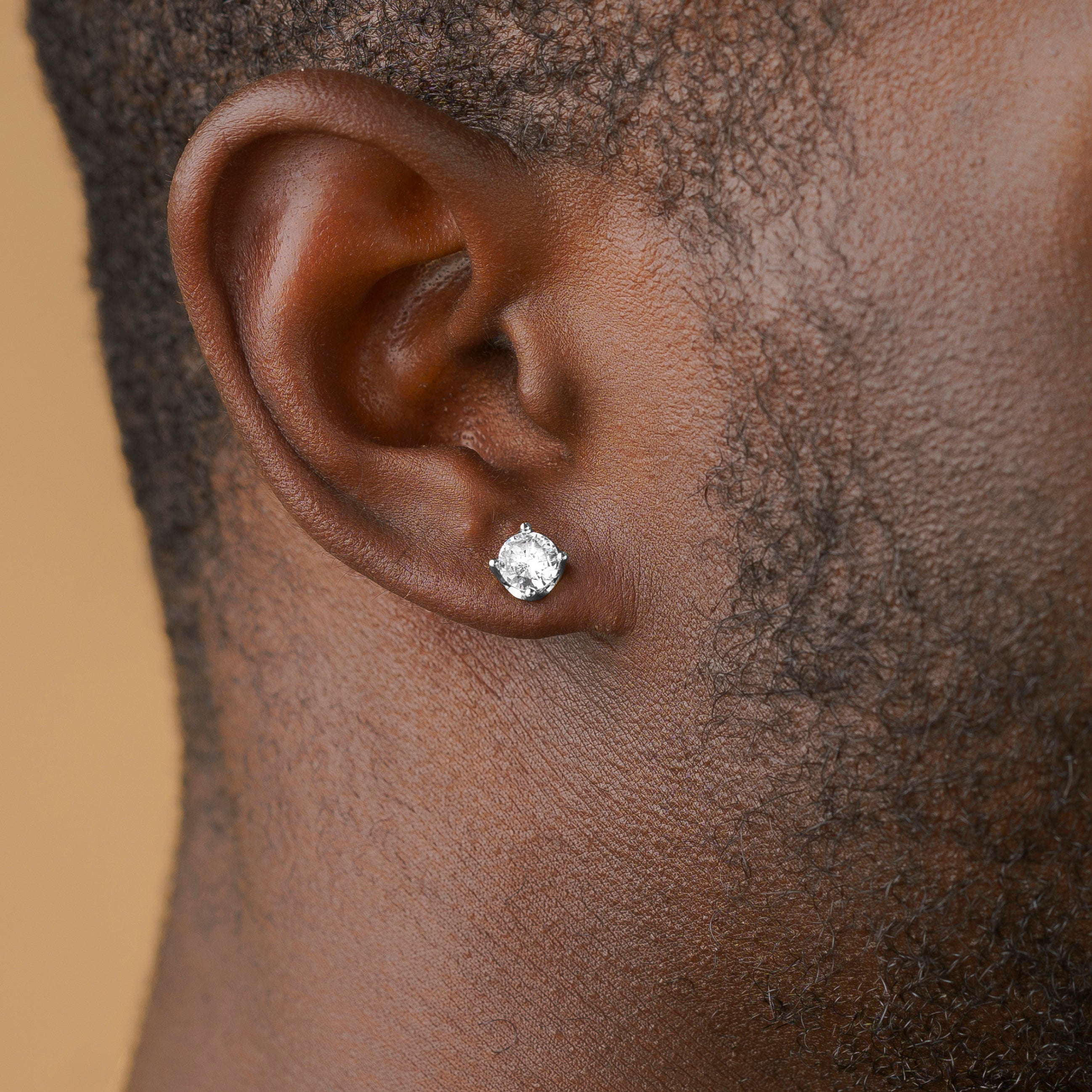 Vermeil Round Diamond Stud Earrings