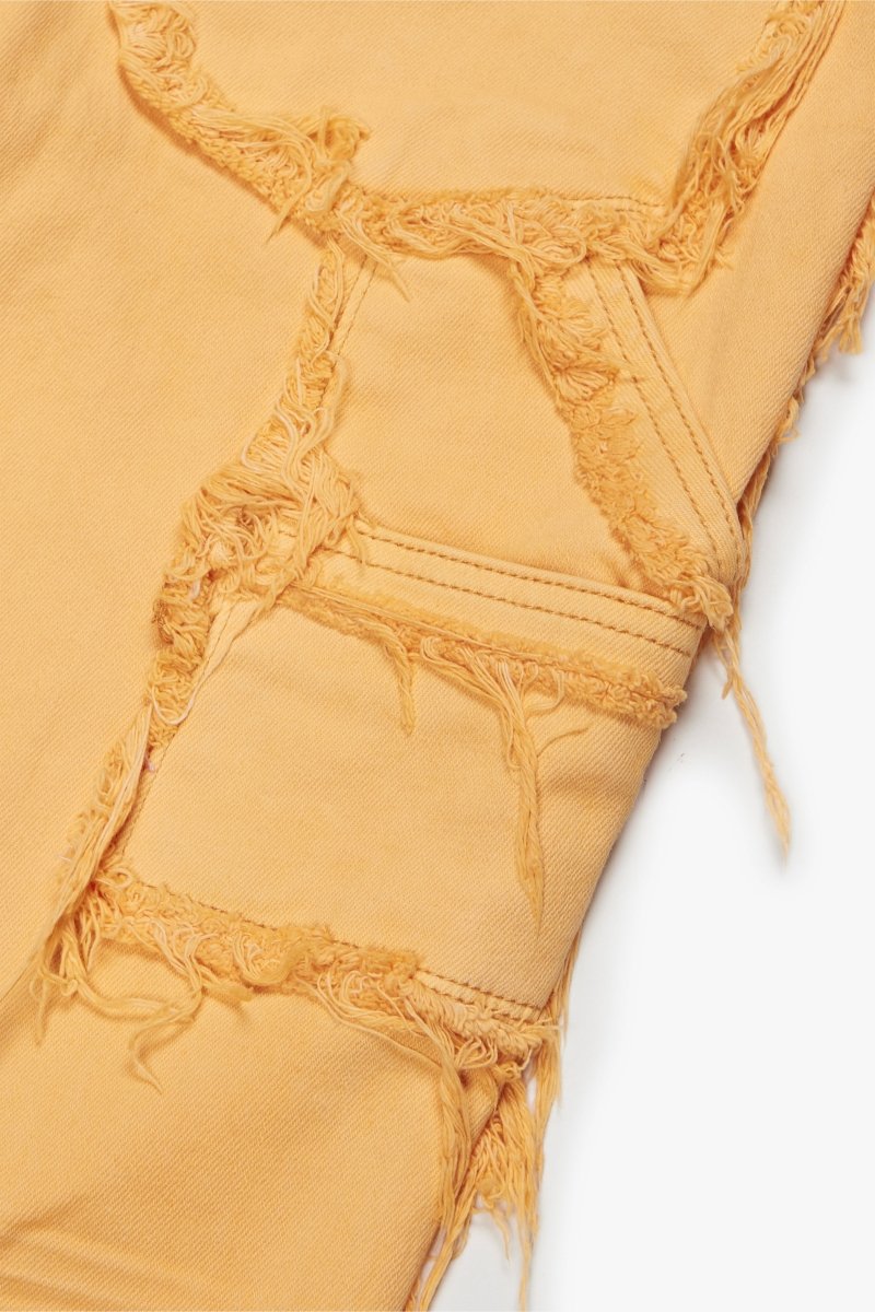 "SKYLINE" STACKED FLARE JEAN HONEY ORANGE