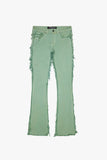 "SKYLINE" STACKED FLARE JEAN LIME BLUE