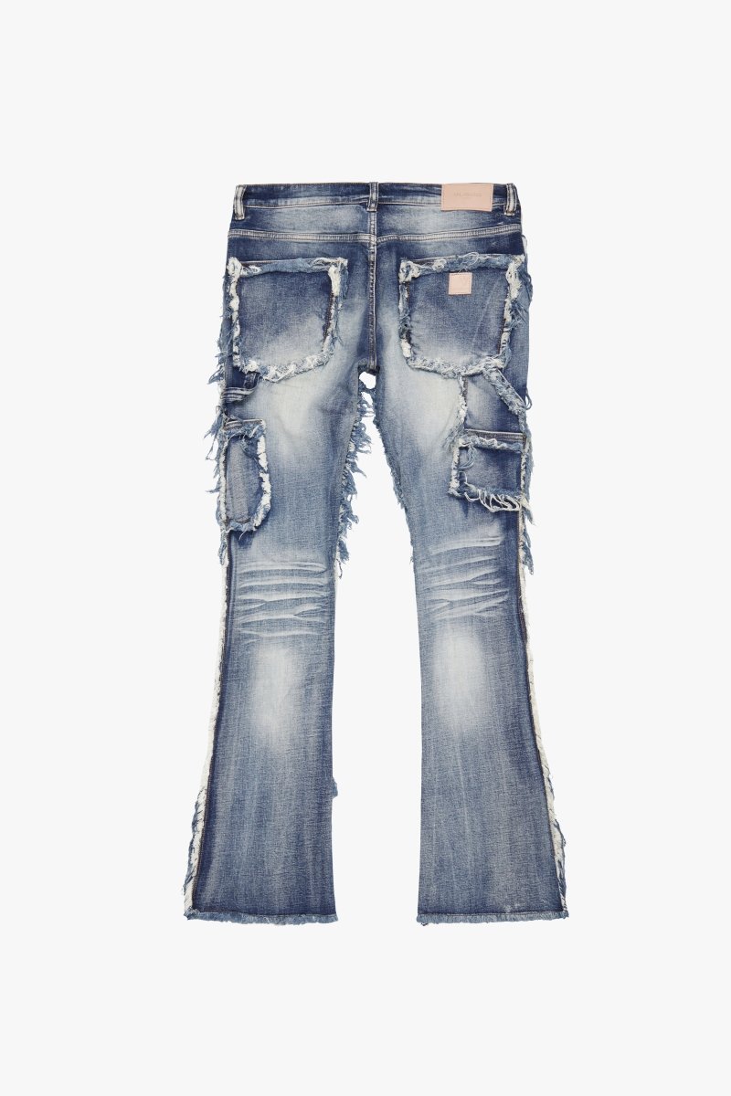 "SKYLINE" STACKED FLARE JEAN LT BLUE WASH