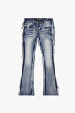 "SKYLINE" STACKED FLARE JEAN LT BLUE WASH
