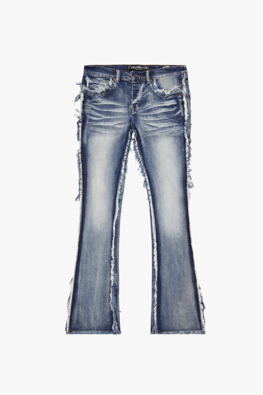"SKYLINE" STACKED FLARE JEAN LT BLUE WASH