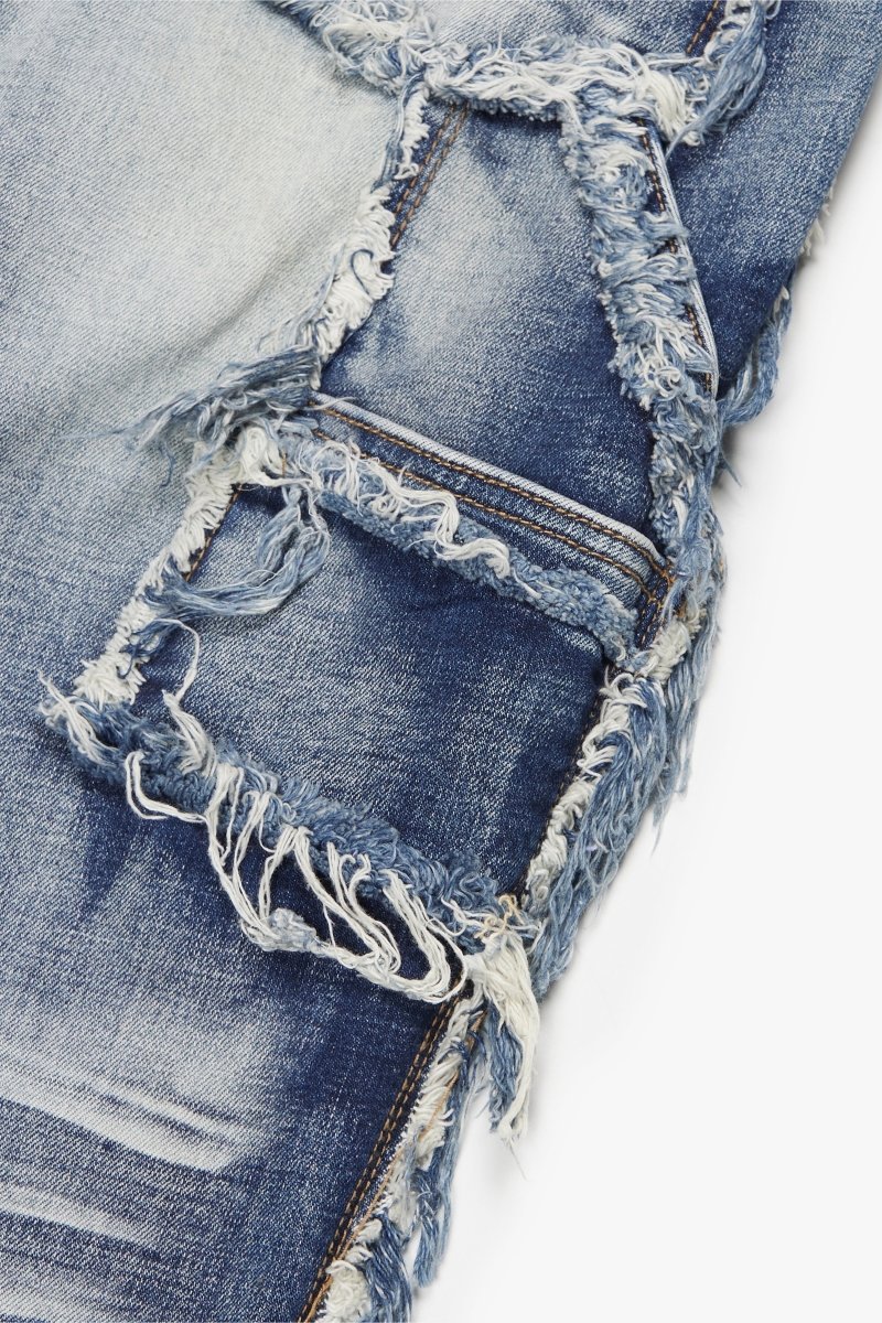 "SKYLINE" STACKED FLARE JEAN LT BLUE WASH