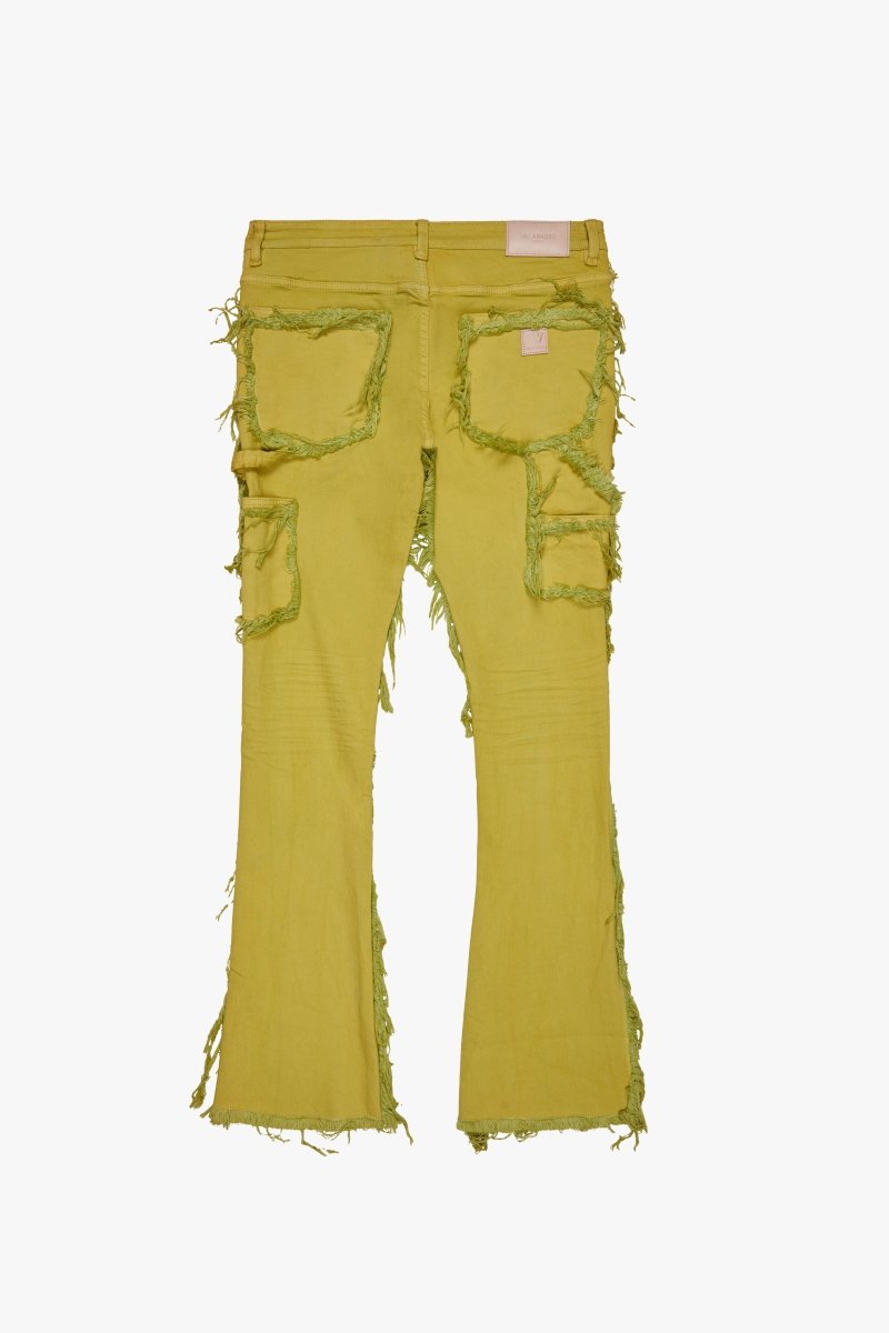 "SKYLINE" STACKED FLARE JEAN NEON YELLOW