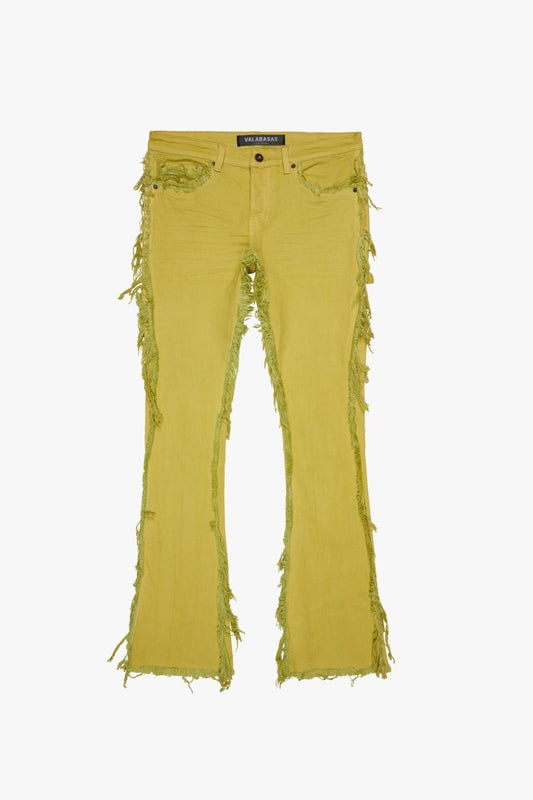 "SKYLINE" STACKED FLARE JEAN NEON YELLOW