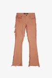 "SKYLINE" STACKED FLARE JEAN PEACH