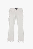 "SKYLINE" STACKED FLARE JEAN WHITE