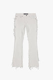 "SKYLINE" STACKED FLARE JEAN WHITE