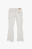 "SKYLINE" STACKED FLARE JEAN WHITE