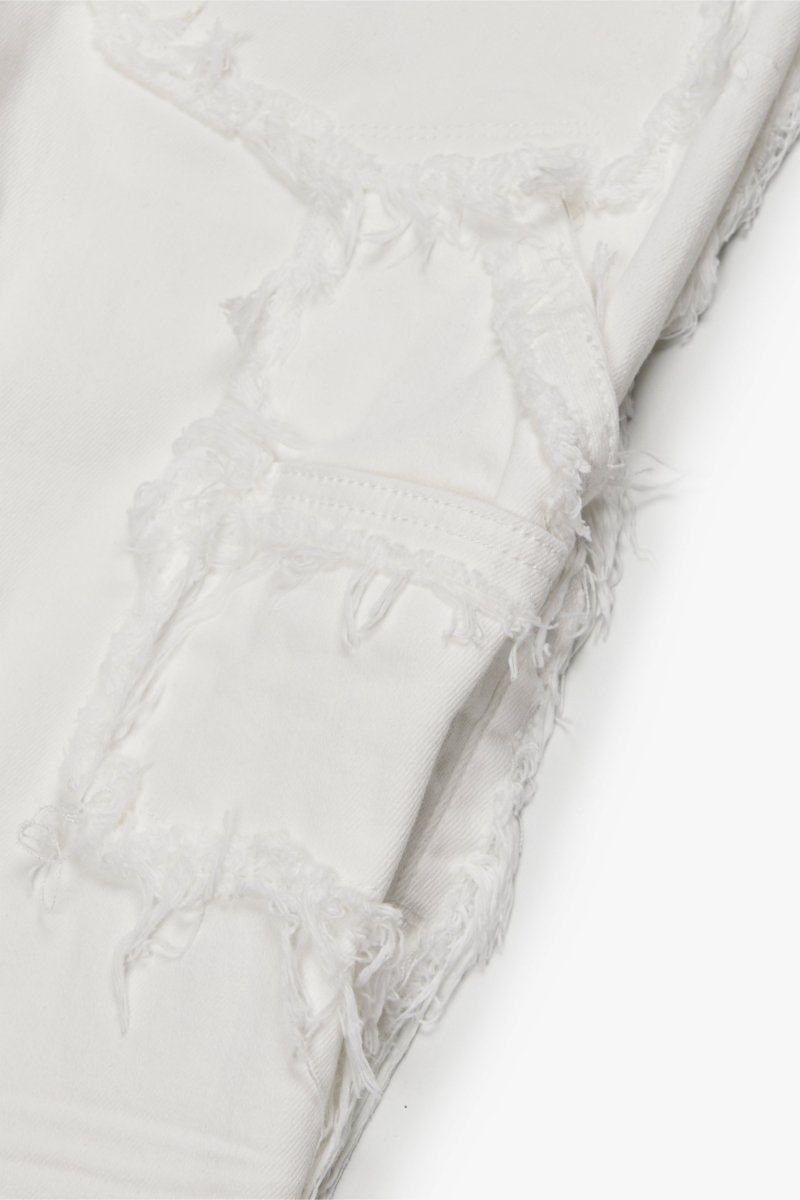 "SKYLINE" STACKED FLARE JEAN WHITE