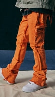 "SKYLINE" STACKED FLARE JEANS ORANGE
