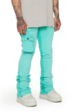 “SMOOTH” STACKED FLARE JEAN ACQUA