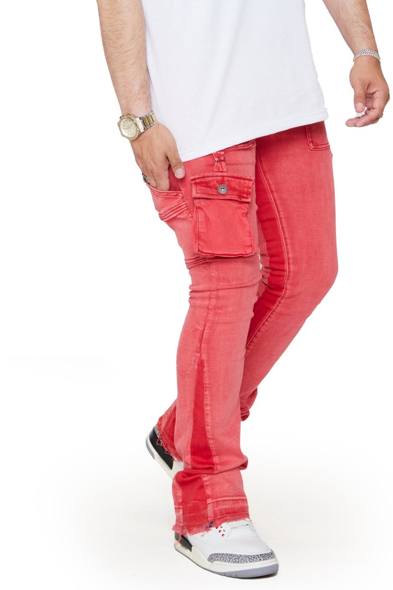 “SMOOTH”  STACKED FLARE JEAN PINK RED