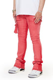 “SMOOTH”  STACKED FLARE JEAN PINK RED