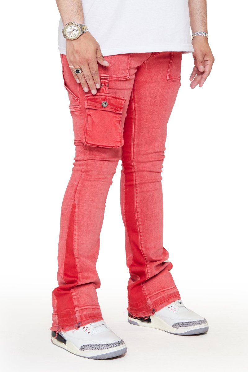 “SMOOTH”  STACKED FLARE JEAN PINK RED